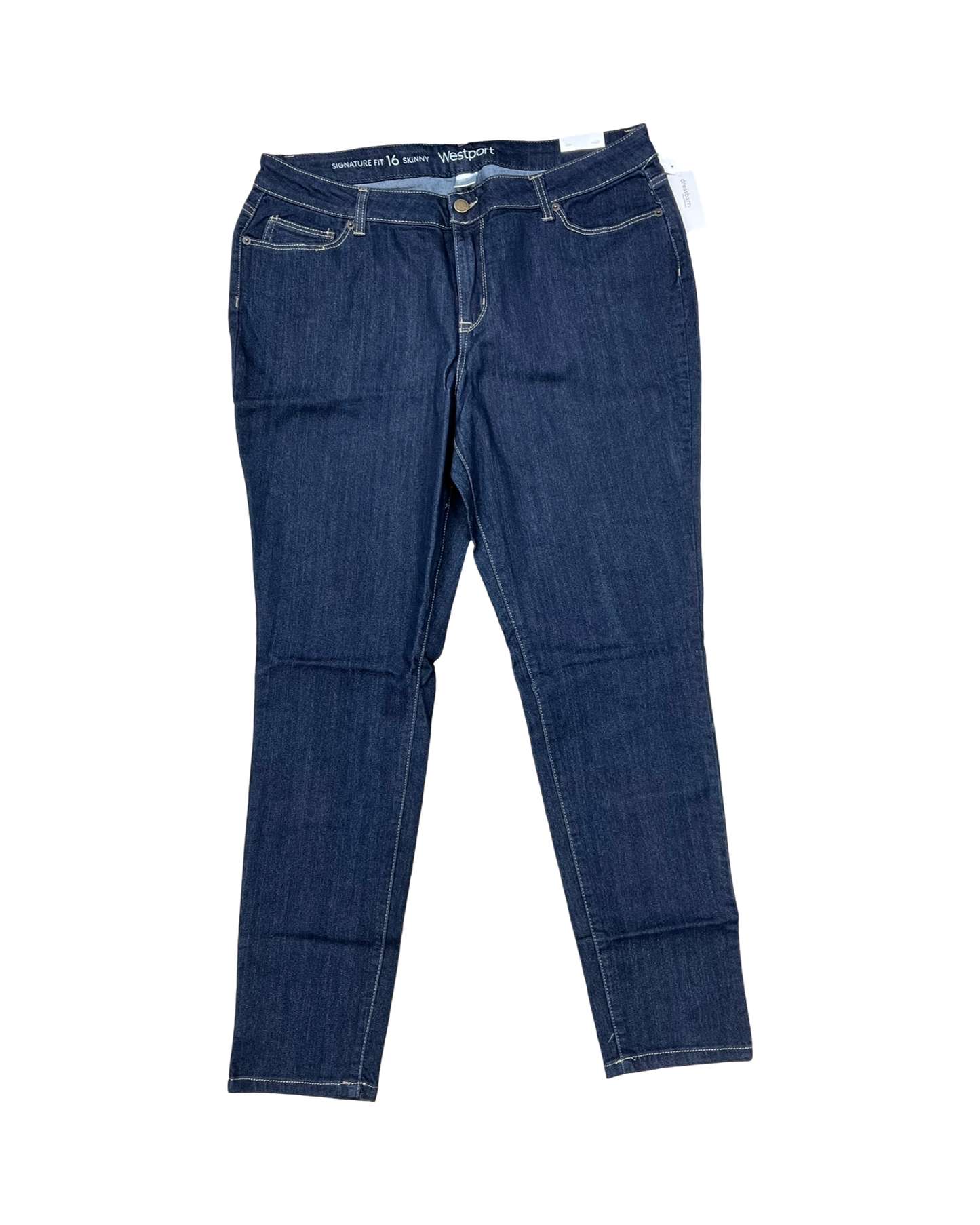 Jeans Skinny By Westport In Blue Denim, Size:16