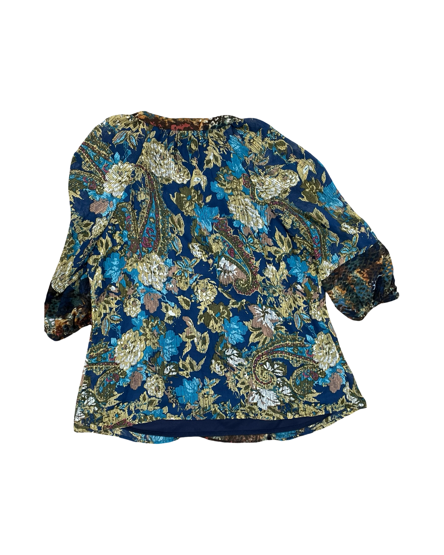 Top 3/4 Sleeve By Roz And Ali In Blue & Green, Size:L