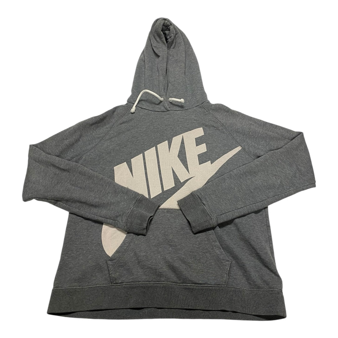 Athletic Sweatshirt Hoodie By Nike In Grey, Size:L