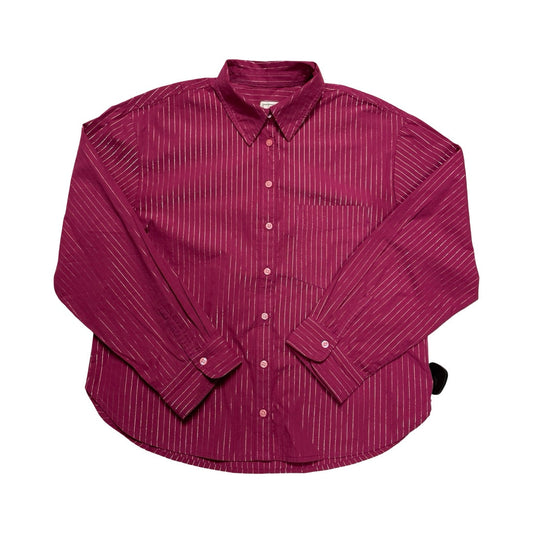 Blouse Ls By Maeve In Pink & Silver, Size:S