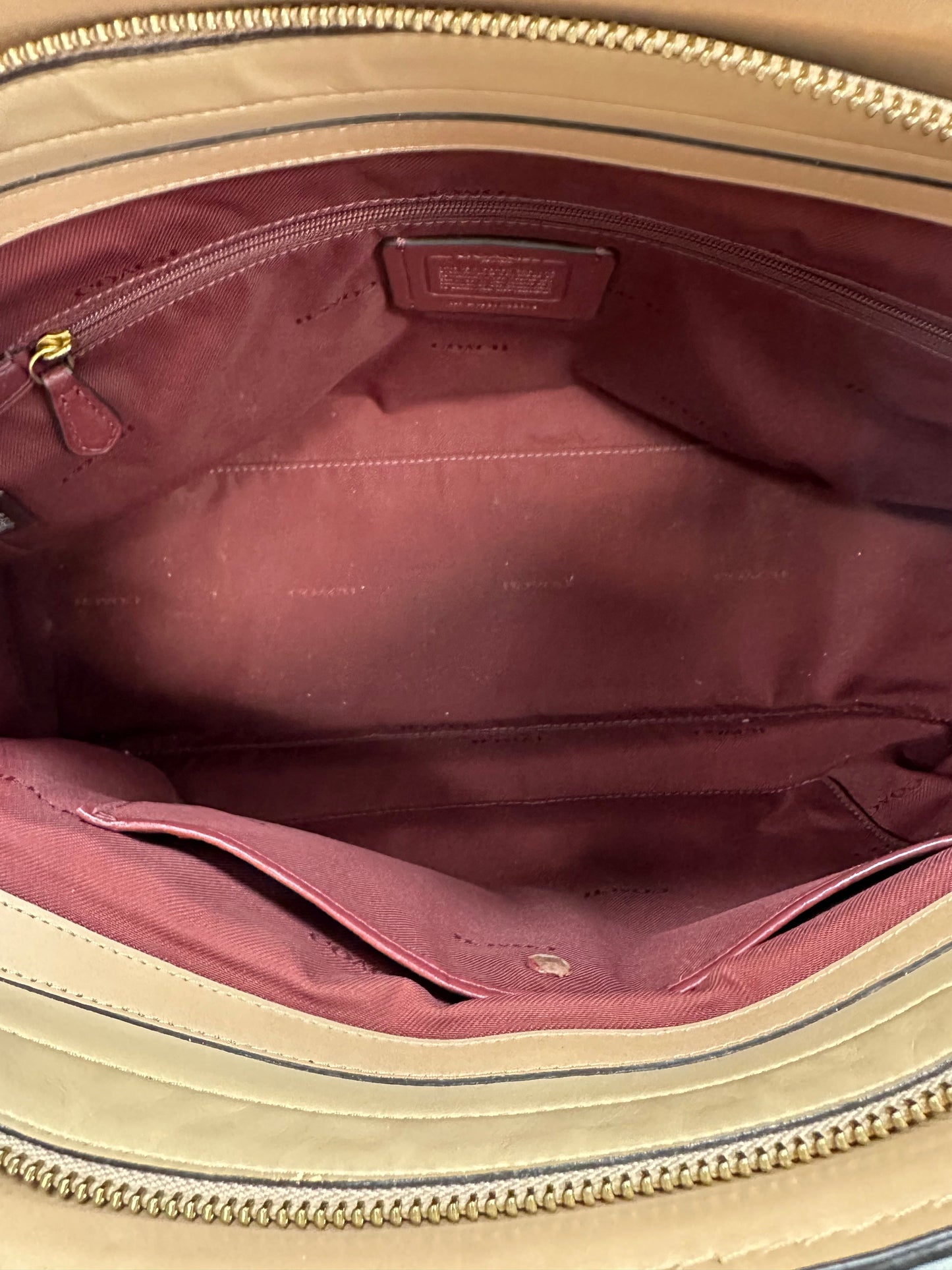 Handbag Designer By Coach In Tan, Size:Large