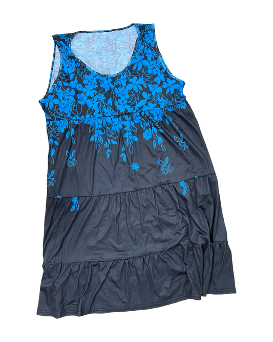 Dress Casual Midi By Clothes Mentor In Black & Blue, Size:2X