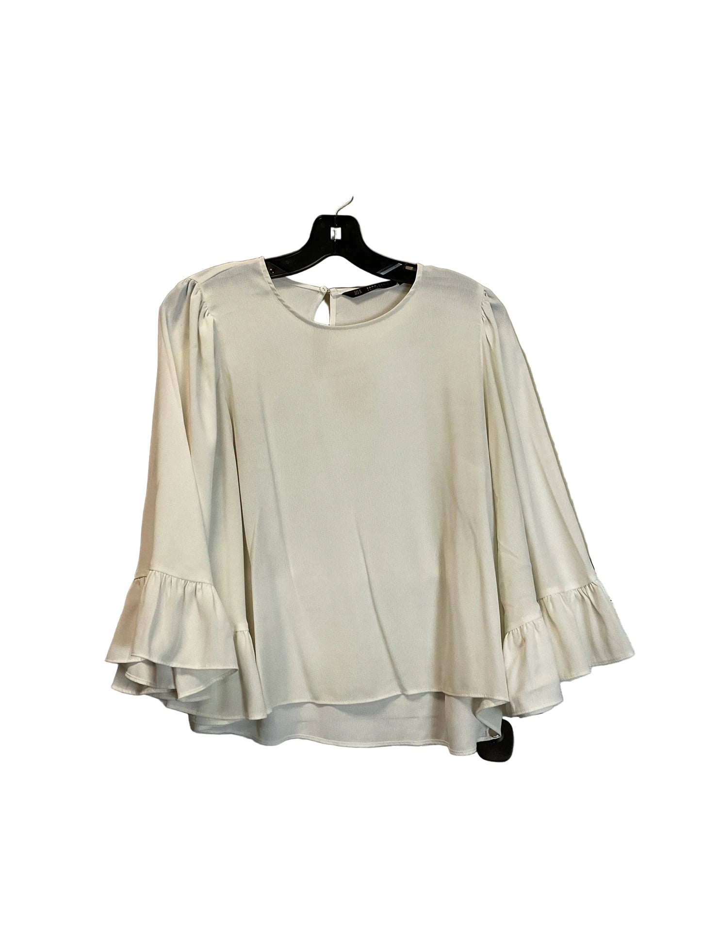 Top Long Sleeve Basic By Zara Basic In White, Size: M