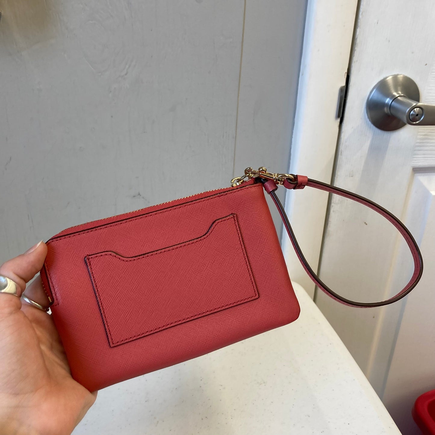 Wristlet Designer By Coach In Coral, Size:Small