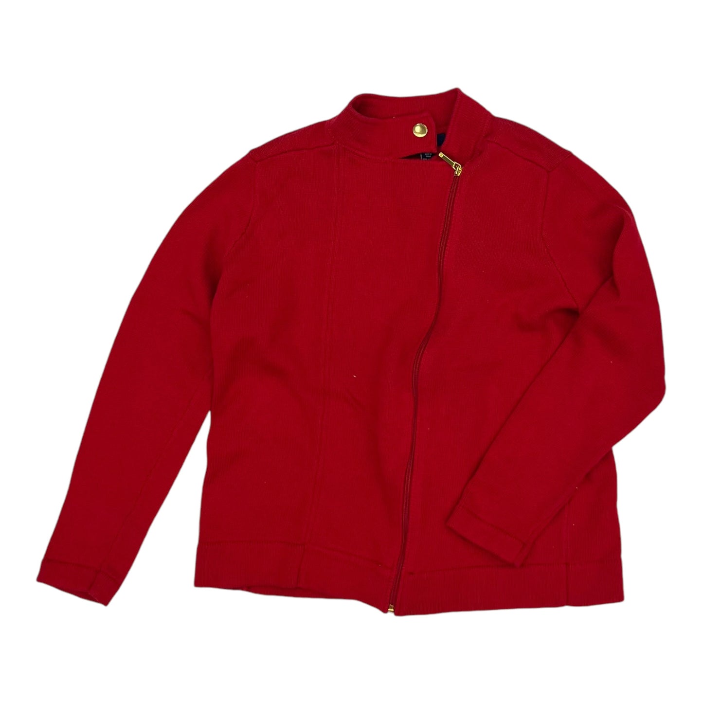 Sweater Cardigan By Chaps In Red, Size:1X