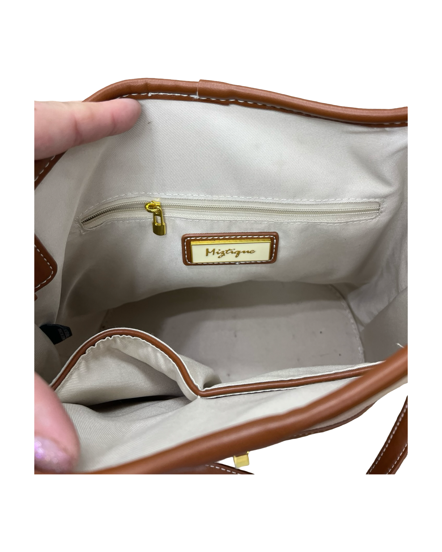 Handbag By Clothes Mentor In Brown & Tan, Size:Medium