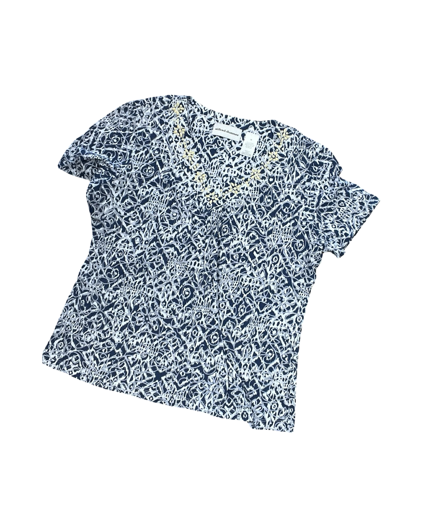Blouse Ls By Alfred Angelo In Blue & Yellow, Size:Xl