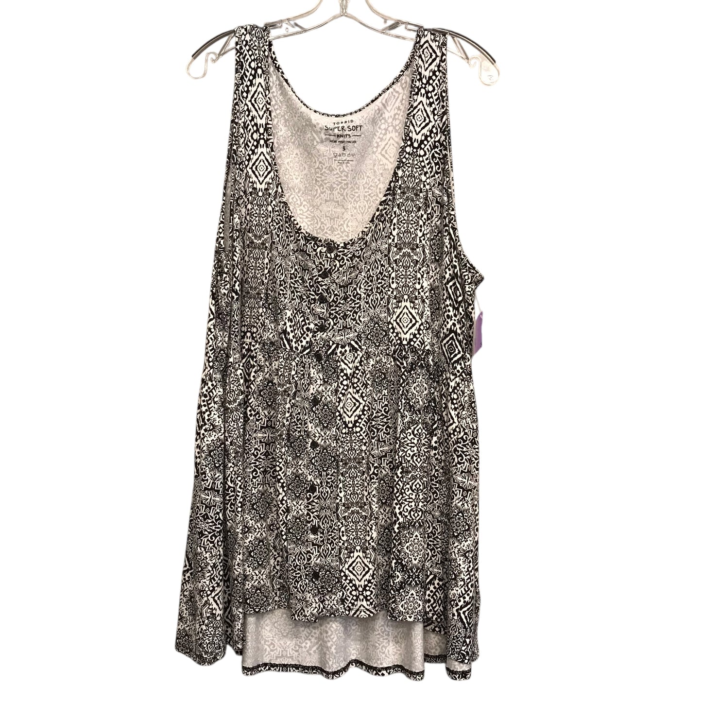Top Sleeveless By Torrid In Black & White, Size:3X