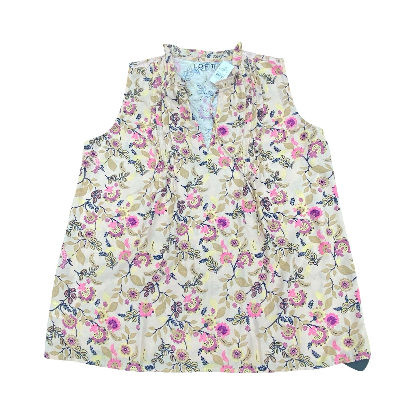 Top Sleeveless By Loft In Multi, Size:L