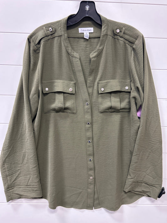 Top Ls By Calvin Klein In Green, Size:L