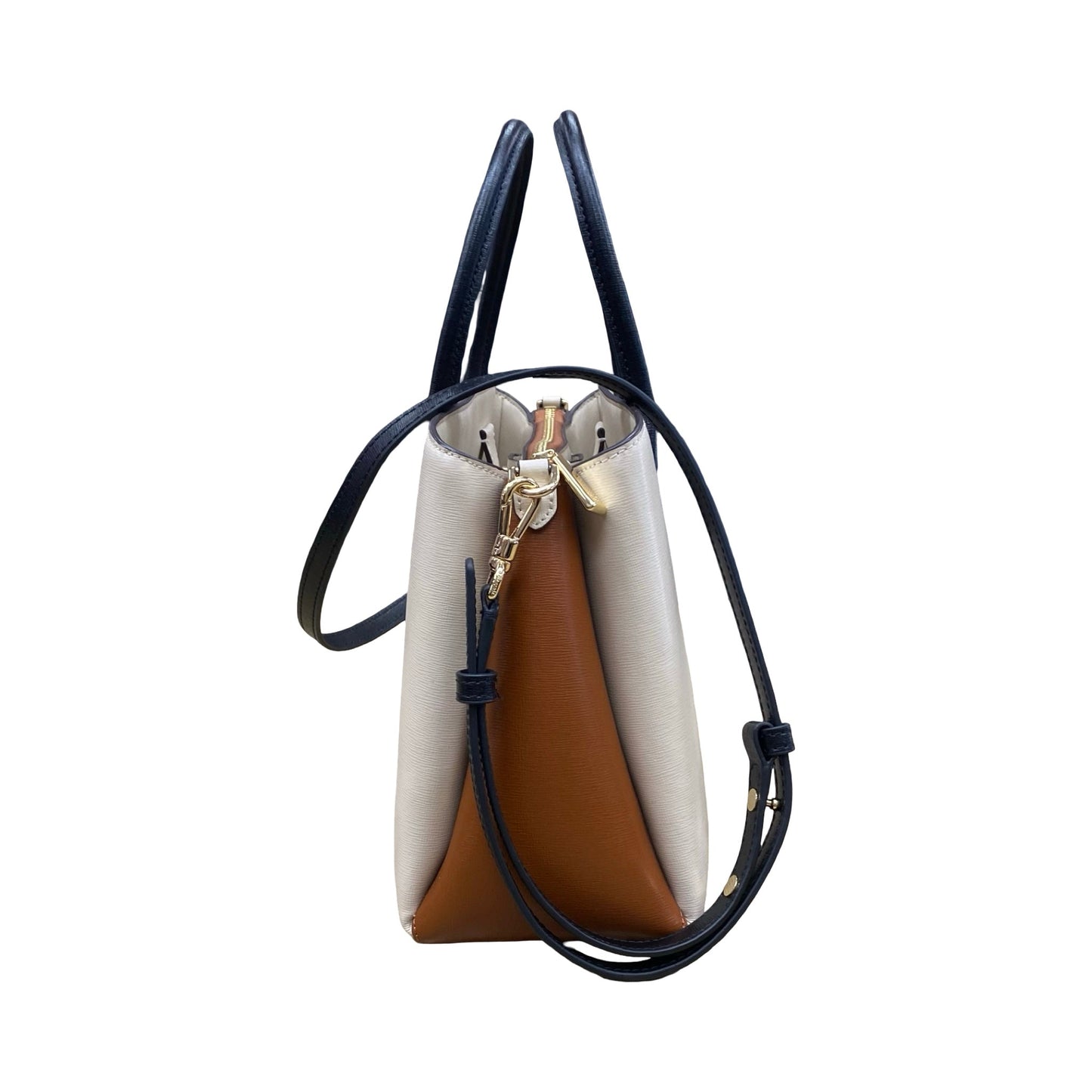 Handbag Designer By Kate Spade In Brown & Cream, Size:Medium (12x8.75x4.5 in)