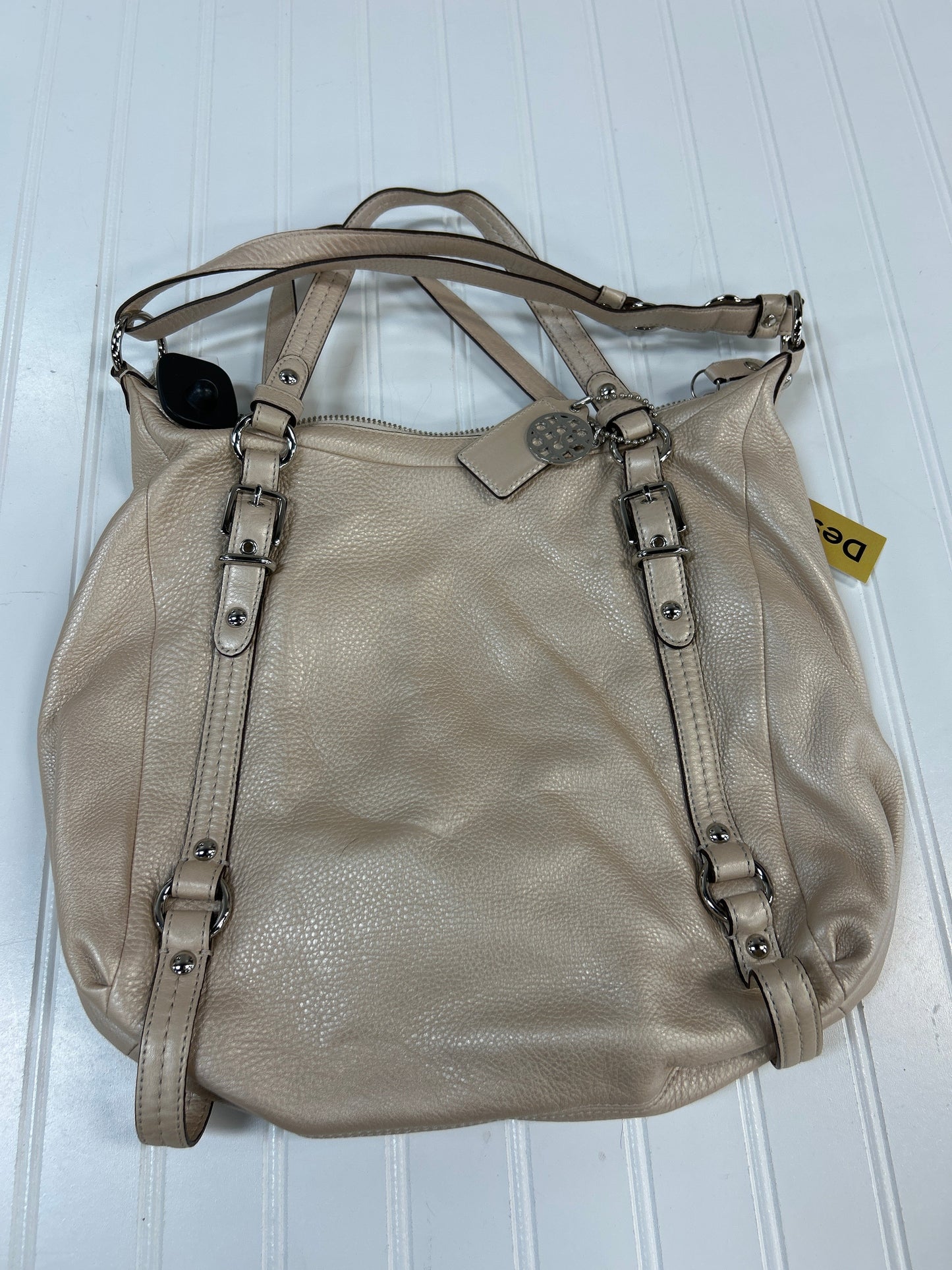 Handbag Designer By Coach In Cream, Size:Large