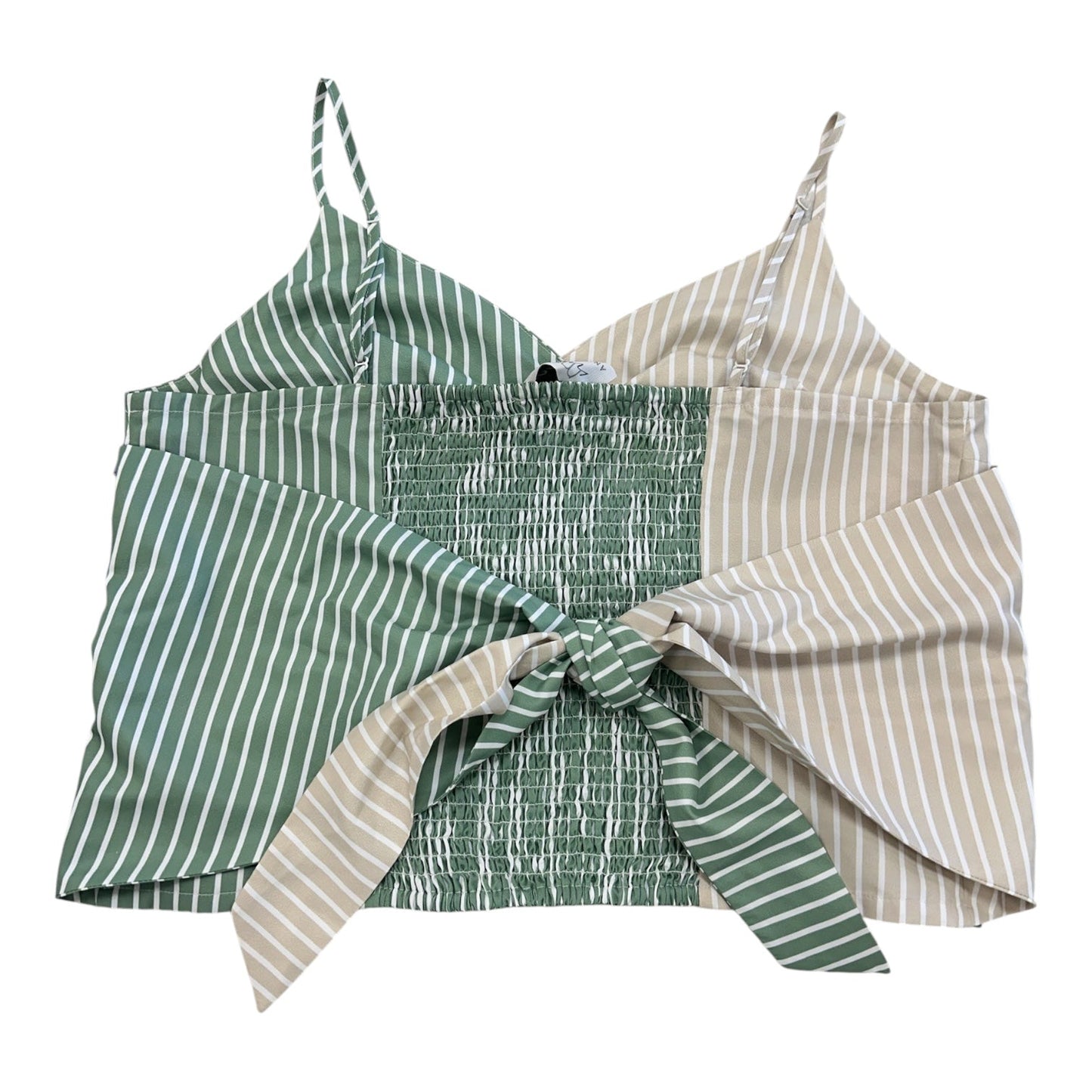 Top Sleeveless By Mare Mare In Green & Tan, Size:L