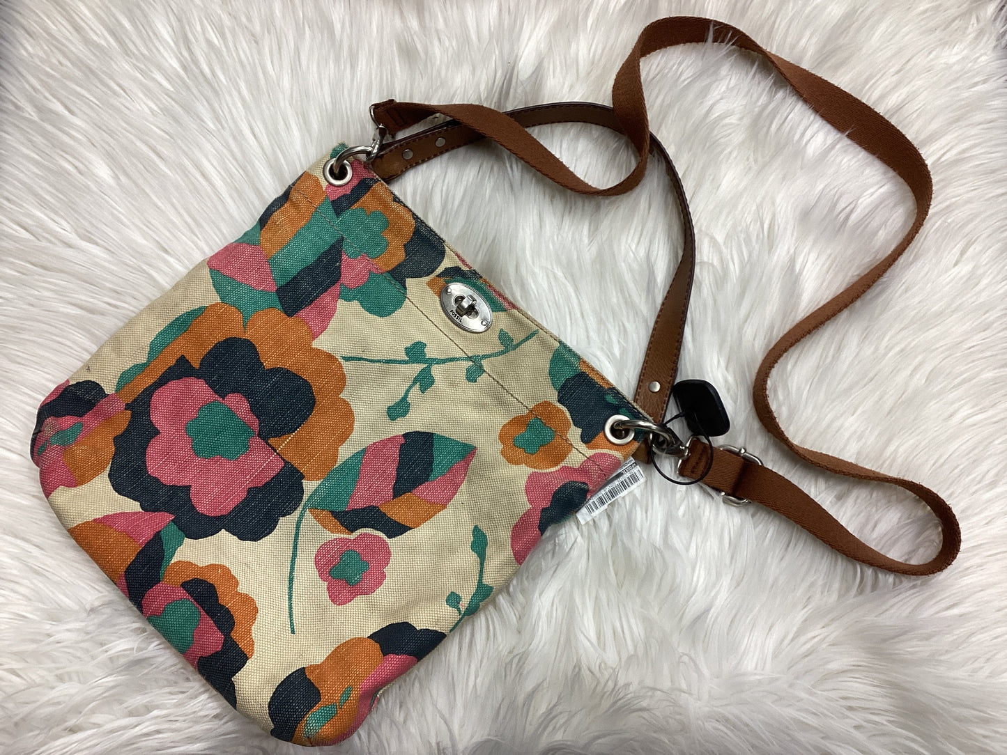 Handbag By Fossil In Cream, Size:Medium