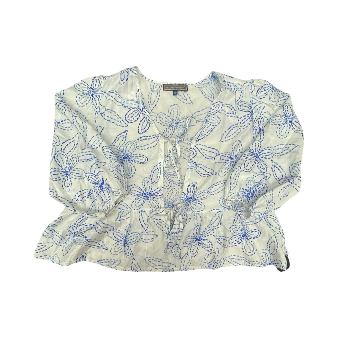 Top 3/4 Sleeve By Cmc In Blue & White, Size:S