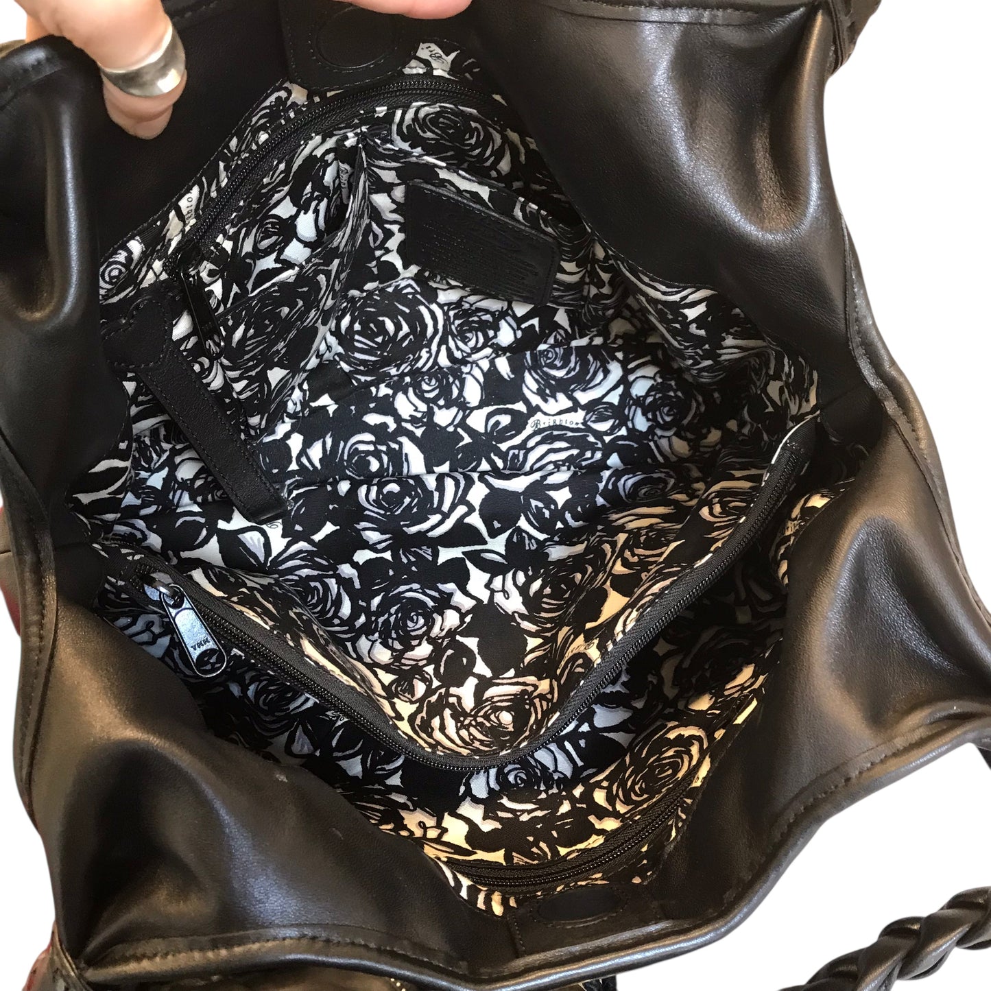 Handbag Leather By Brighton In Black, Size:Medium