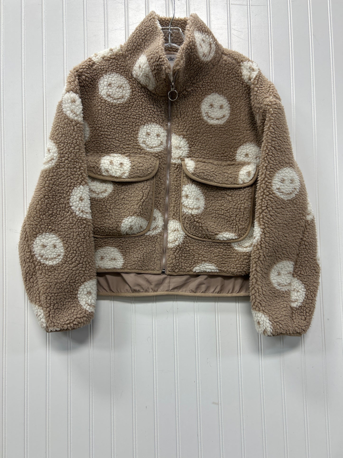 Jacket Faux Fur & Sherpa By Elodie In Brown & White, Size:M