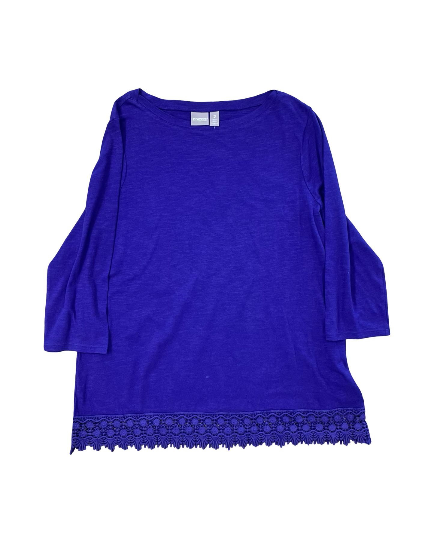 Top 3/4 Sleeve By Chicos In Purple, Size:L