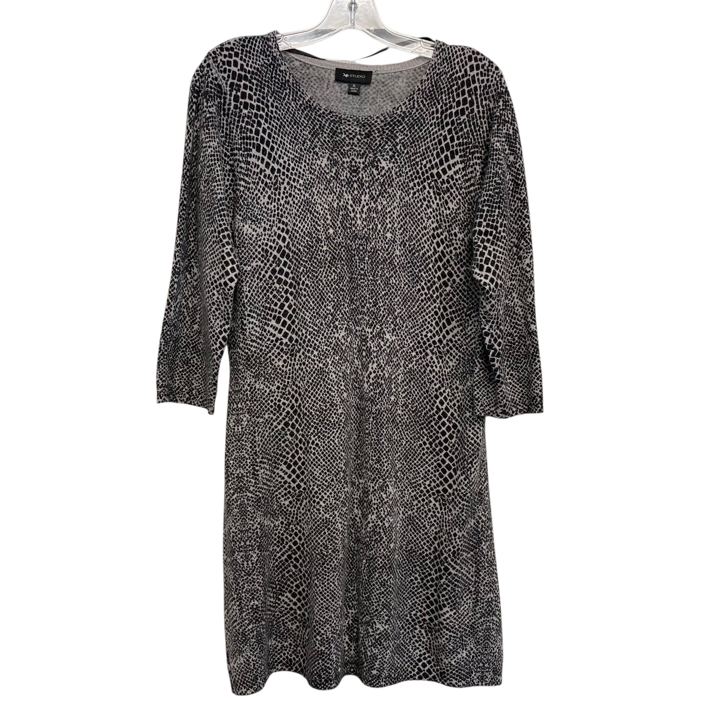 Dress Sweater By Ab Studio In Black & Grey, Size:Xl