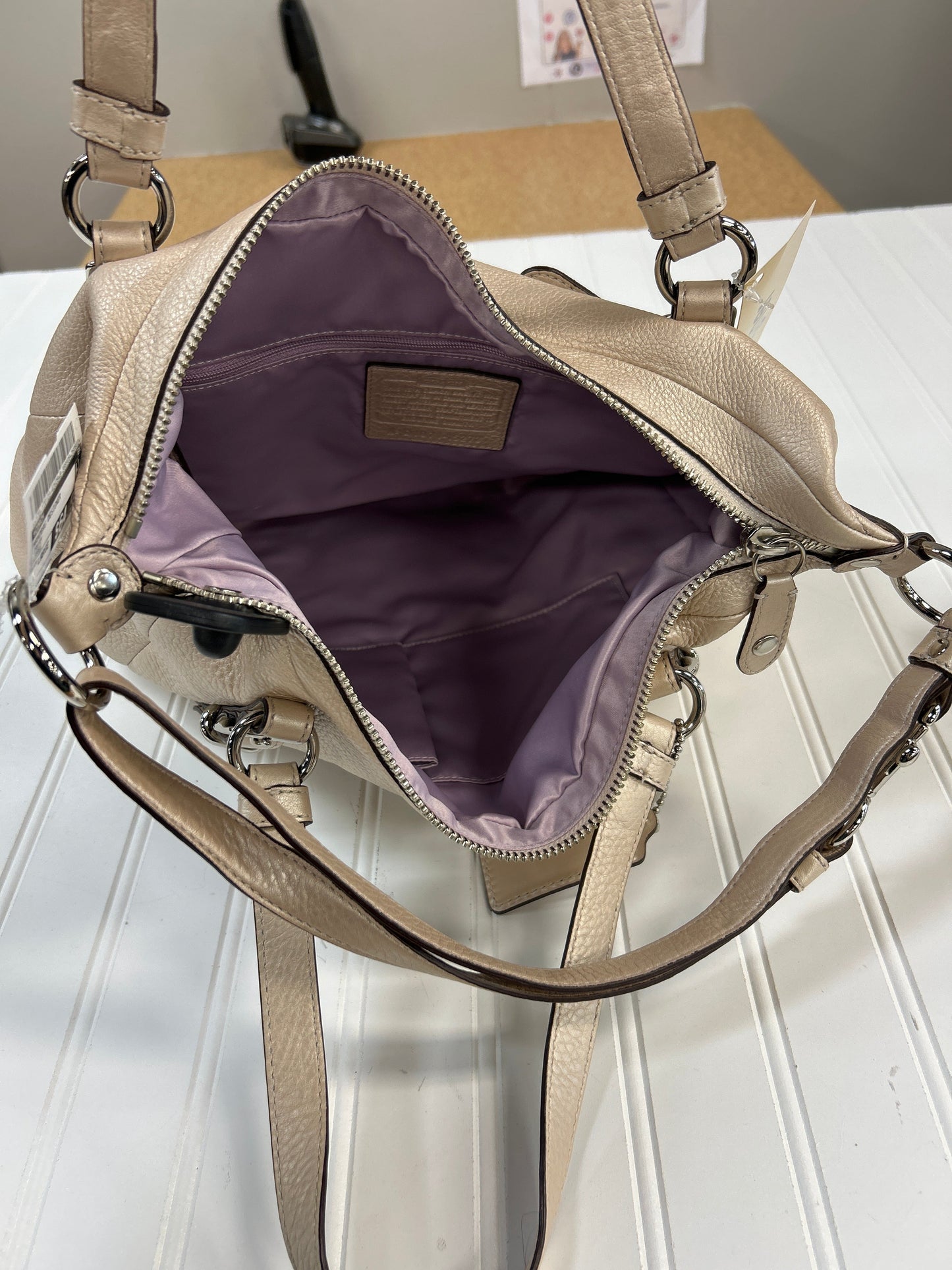 Handbag Designer By Coach In Cream, Size:Large