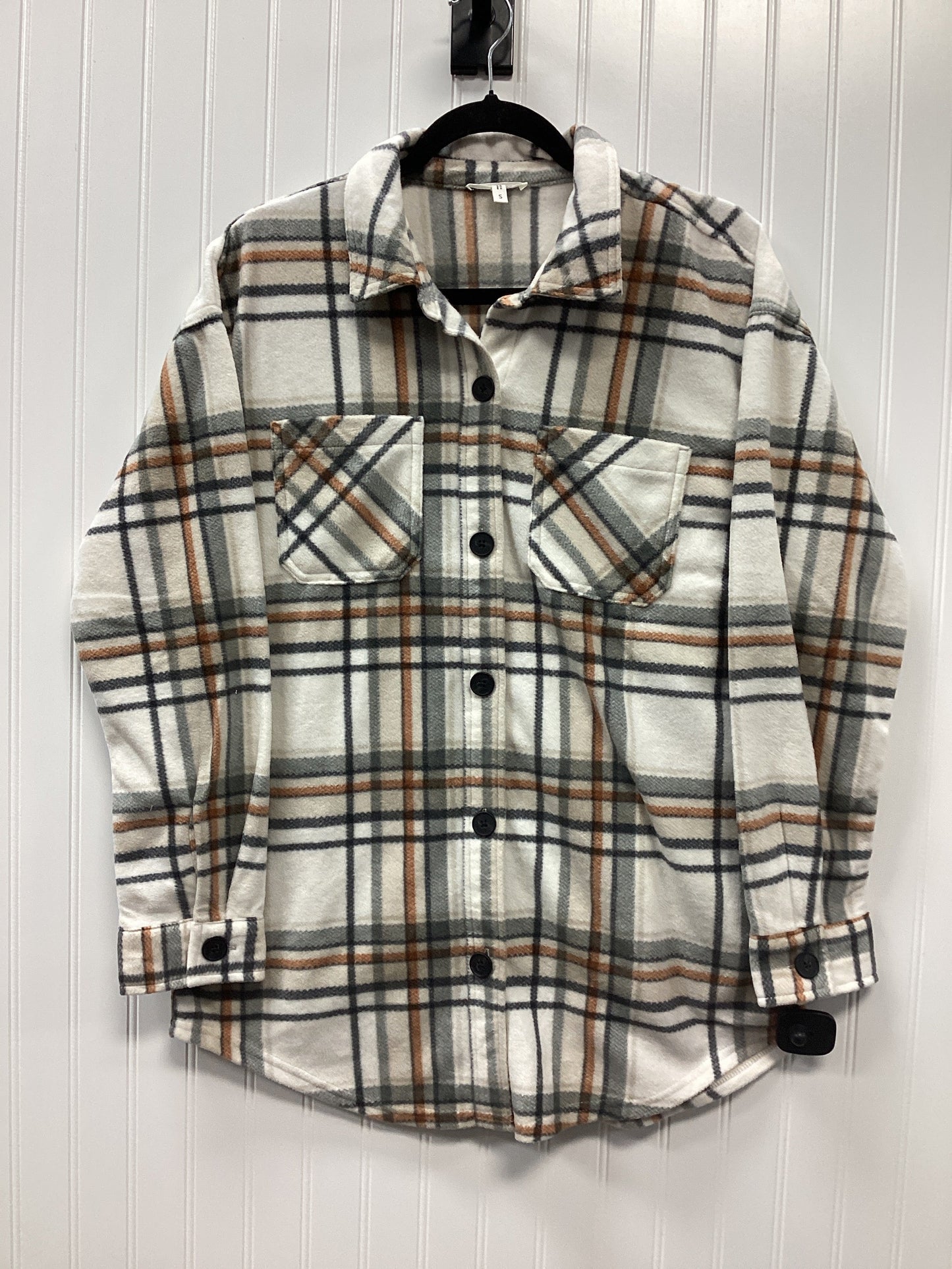 Jacket Shirt By Maurices In Grey & White, Size:S