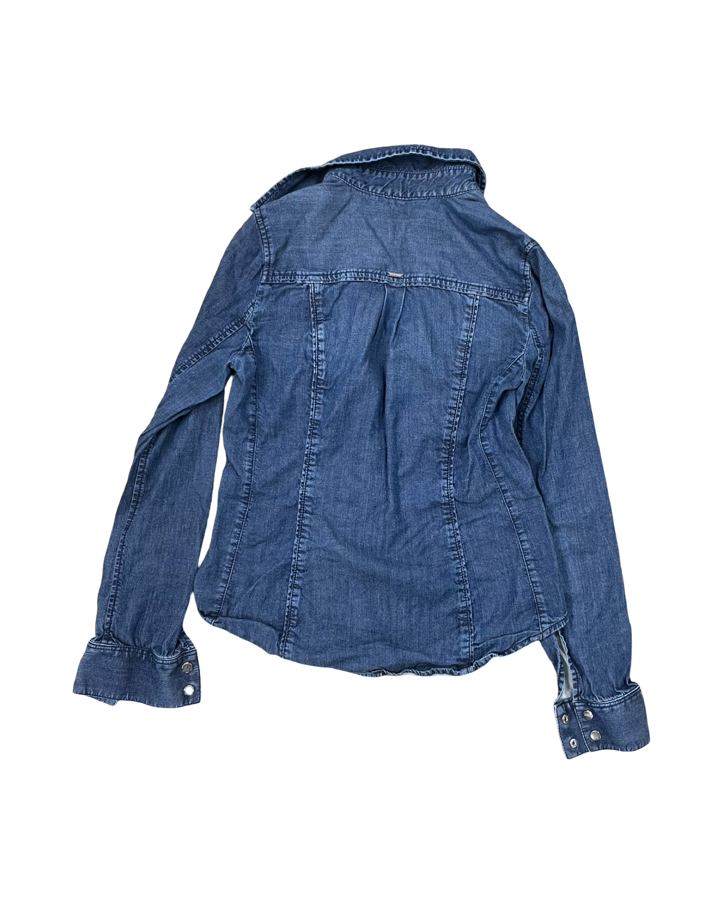 Blouse Ls By White House Black Market In Blue Denim, Size:0