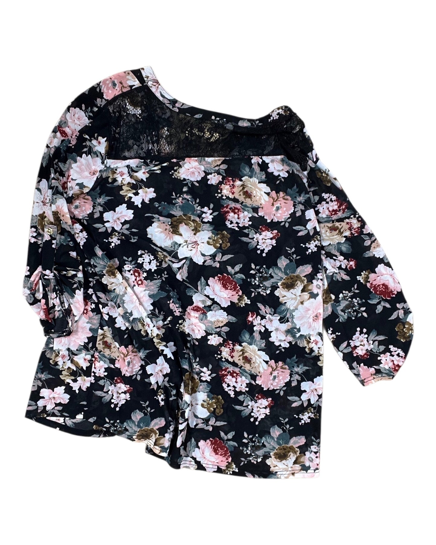 Top 3/4 Sleeve By Siren Lily In Black & Pink, Size:2X