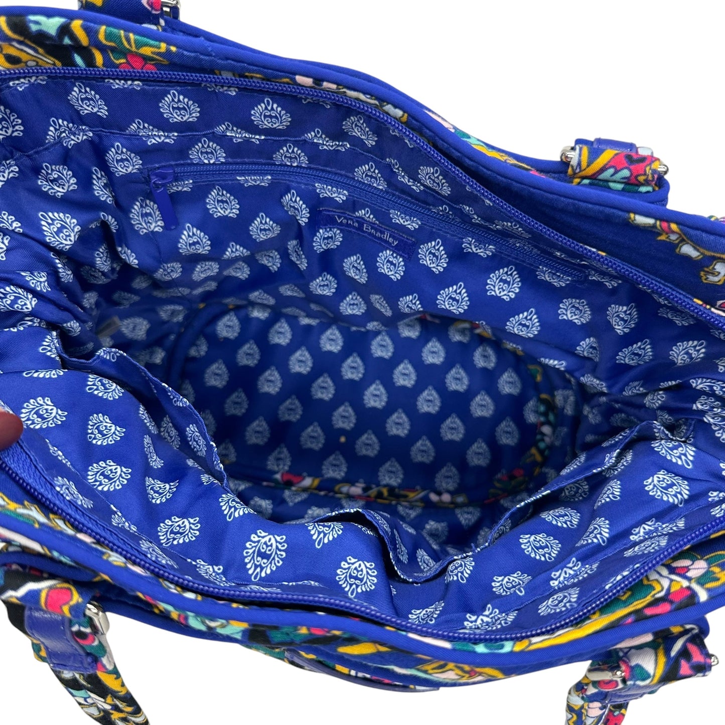 Handbag By Vera Bradley In Blue & Yellow, Size:Large