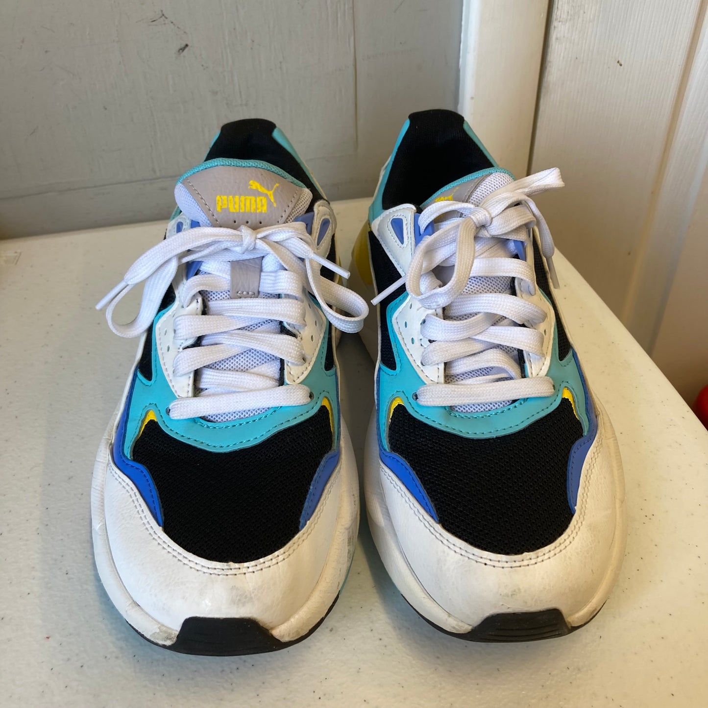 Shoes Athletic By Puma In White & Yellow, Size:8