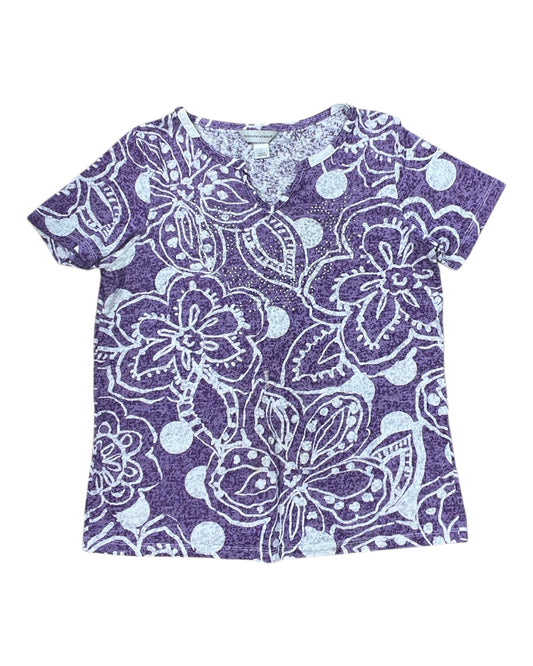 Top Ss By Christopher And Banks In Purple & White, Size:L