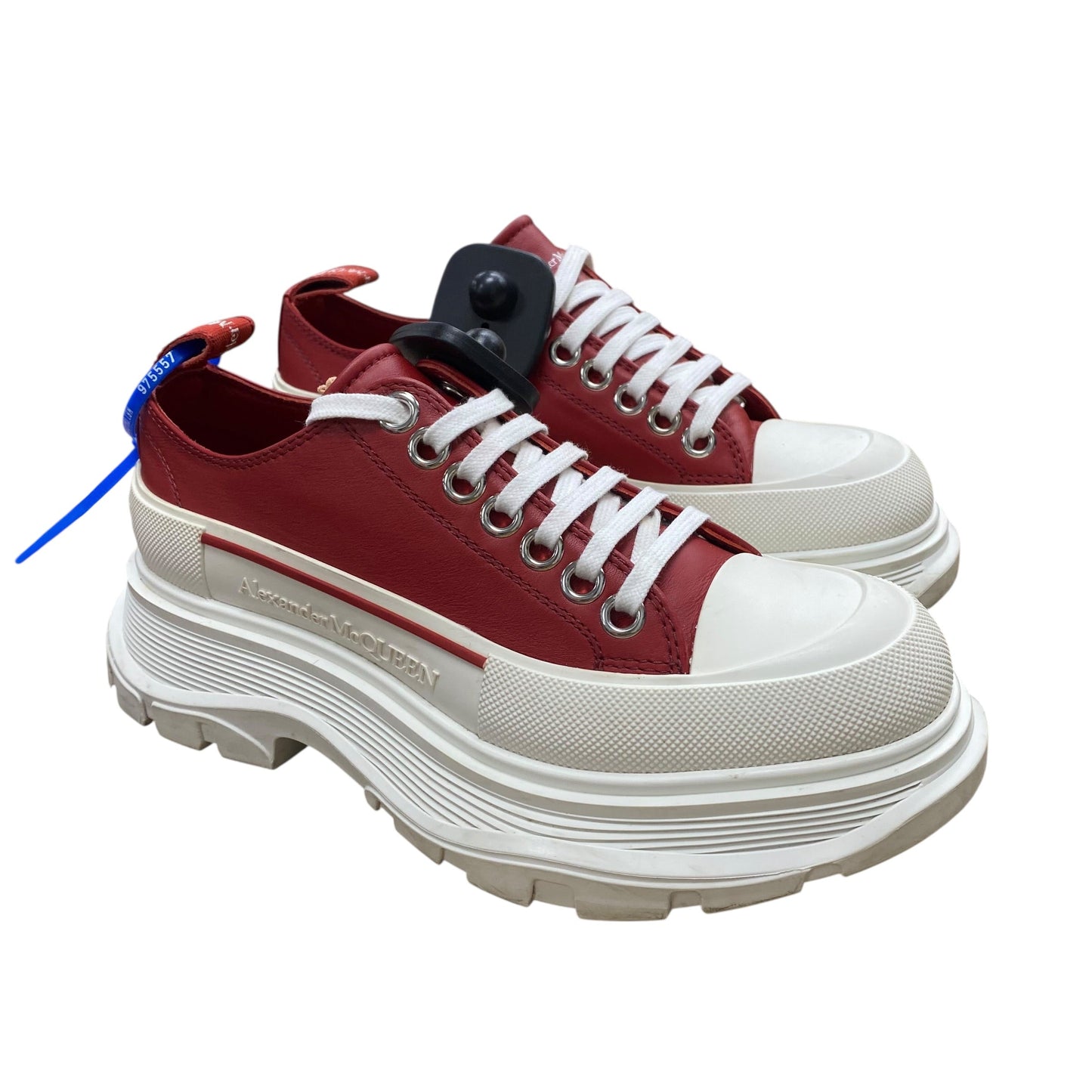 Shoes Luxury Designer By Alexander Mcqueen In Red & White, Size:5.5