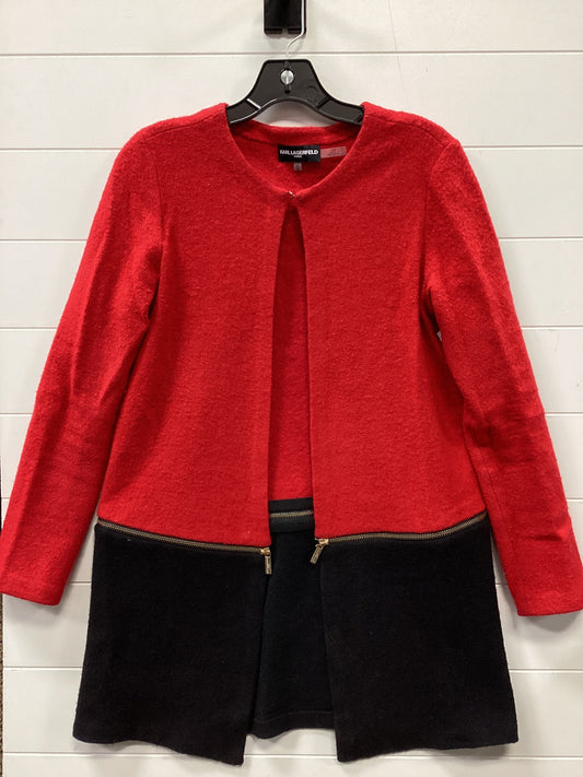 Sweater Cardigan Designer By Karl Lagerfeld In Red, Size:Xs