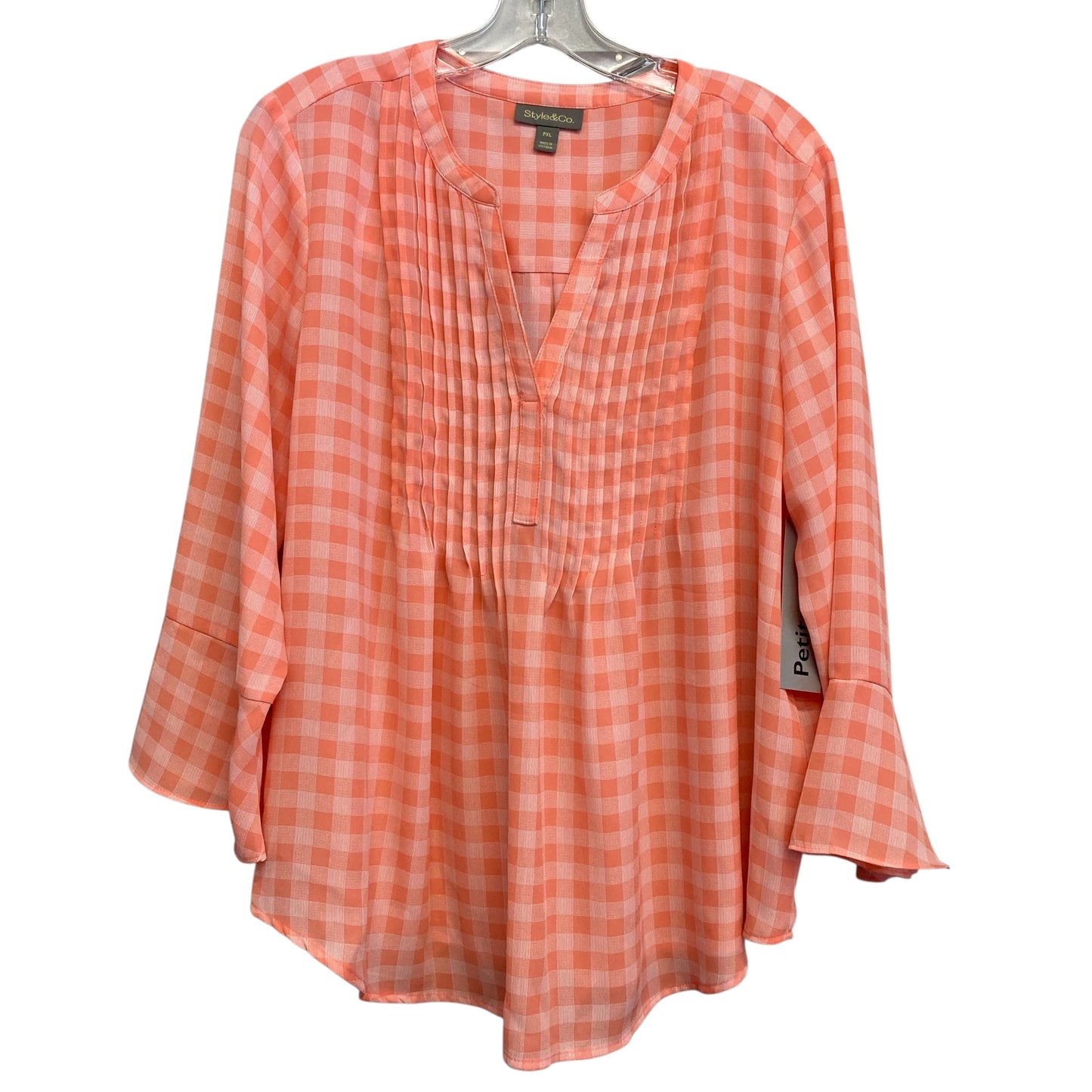 Top 3/4 Sleeve By Style And Company In Coral, Size:Xlp