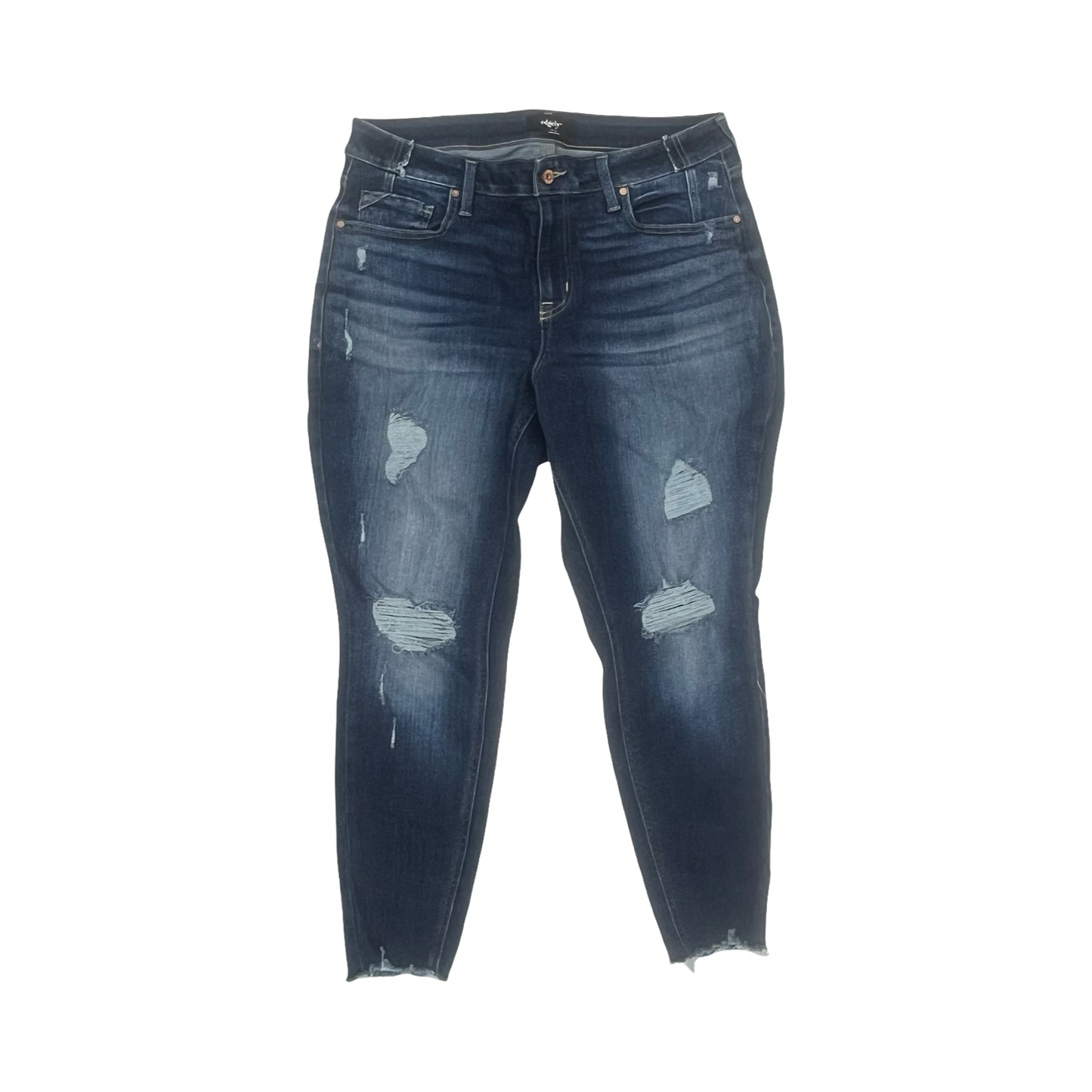 Jeans Skinny By Edgely In Blue Denim, Size:16