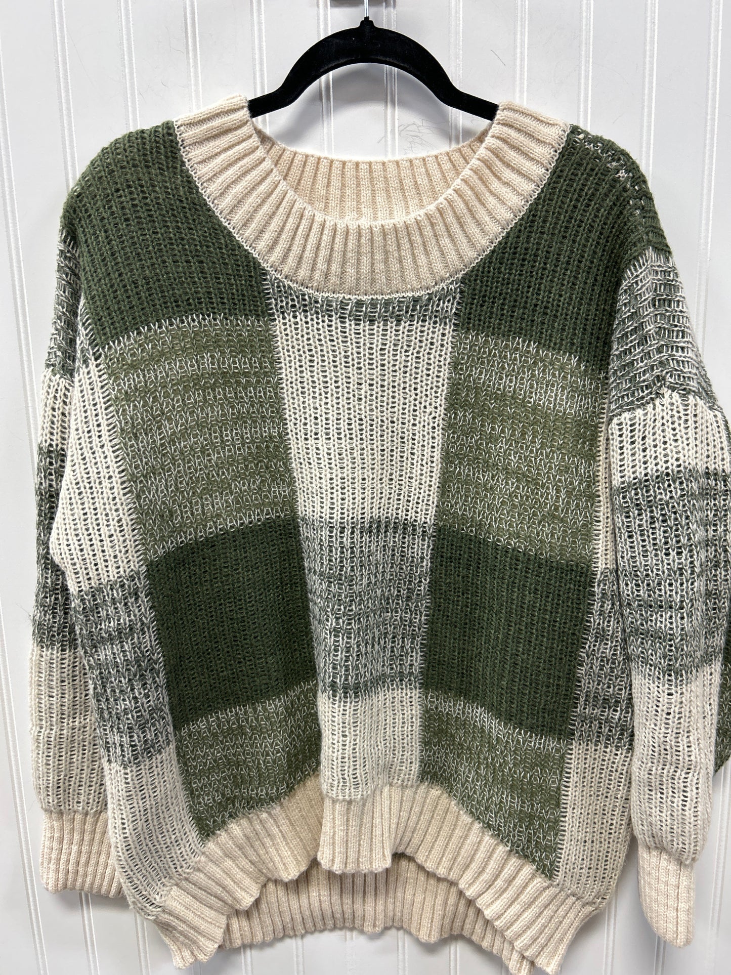 Sweater By So In Cream & Green, Size:1X
