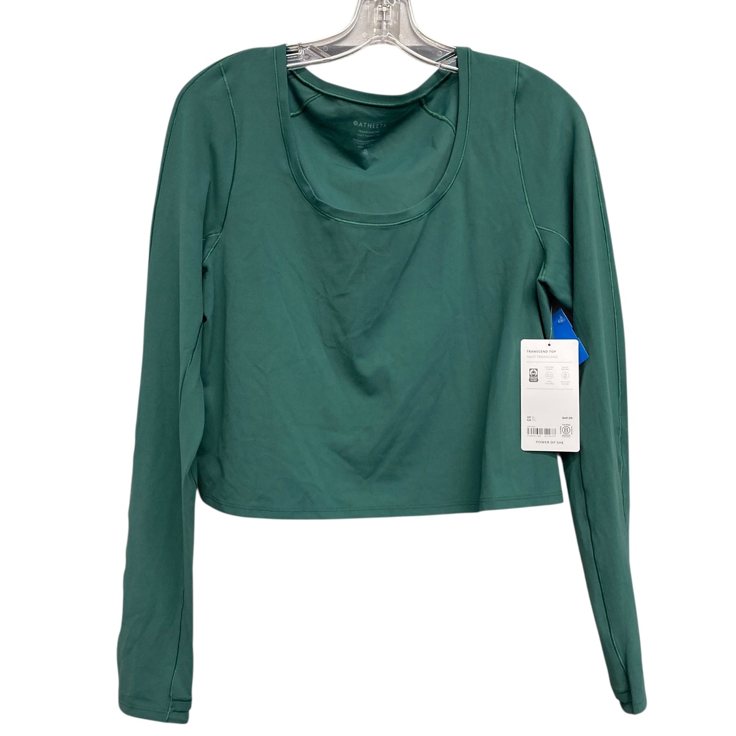 Athletic Top Ls Crewneck By Athleta In Green, Size:Xl