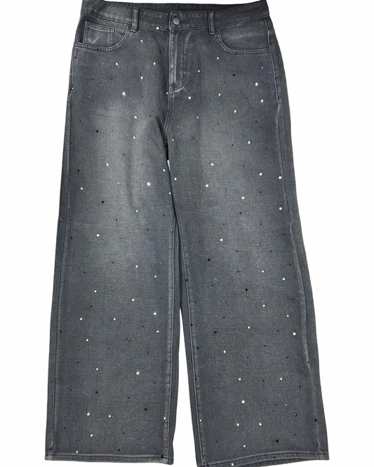 Jeans Wide Leg By Forever 21 In Black Denim, Size:12