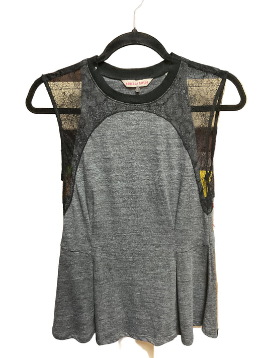 Top Sleeveless By Rebecca Taylor In Black & Grey, Size:S