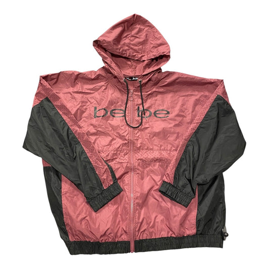 Jacket Windbreaker By Bebe In Black & Pink, Size:3X