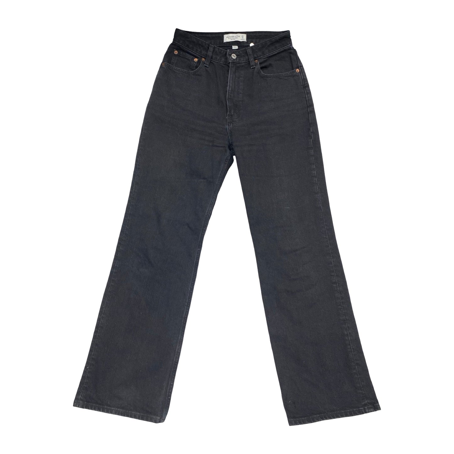 Jeans Straight By Abercrombie And Fitch In Black Denim, Size:0P
