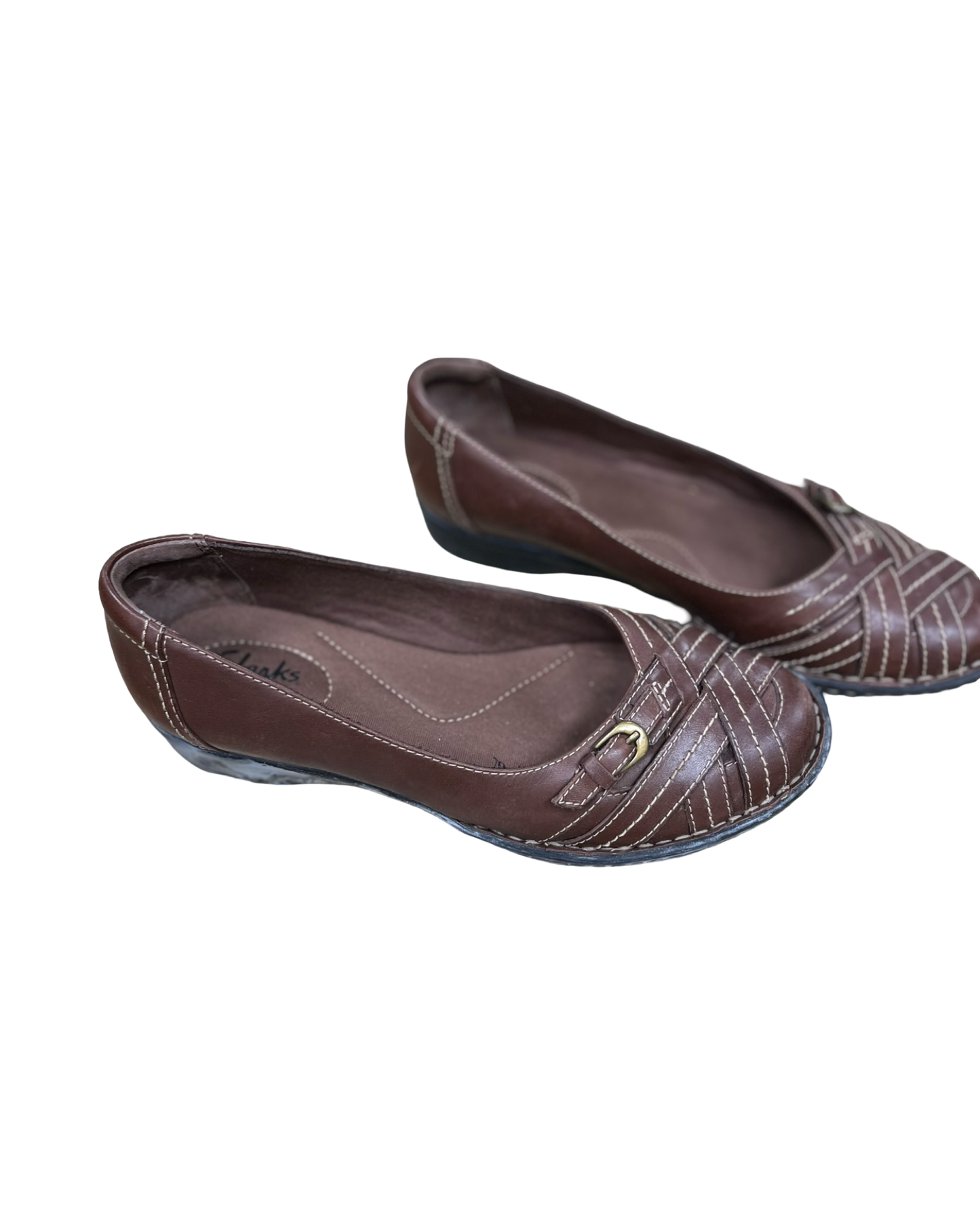 Shoes Flats By Clarks In Brown, Size:7