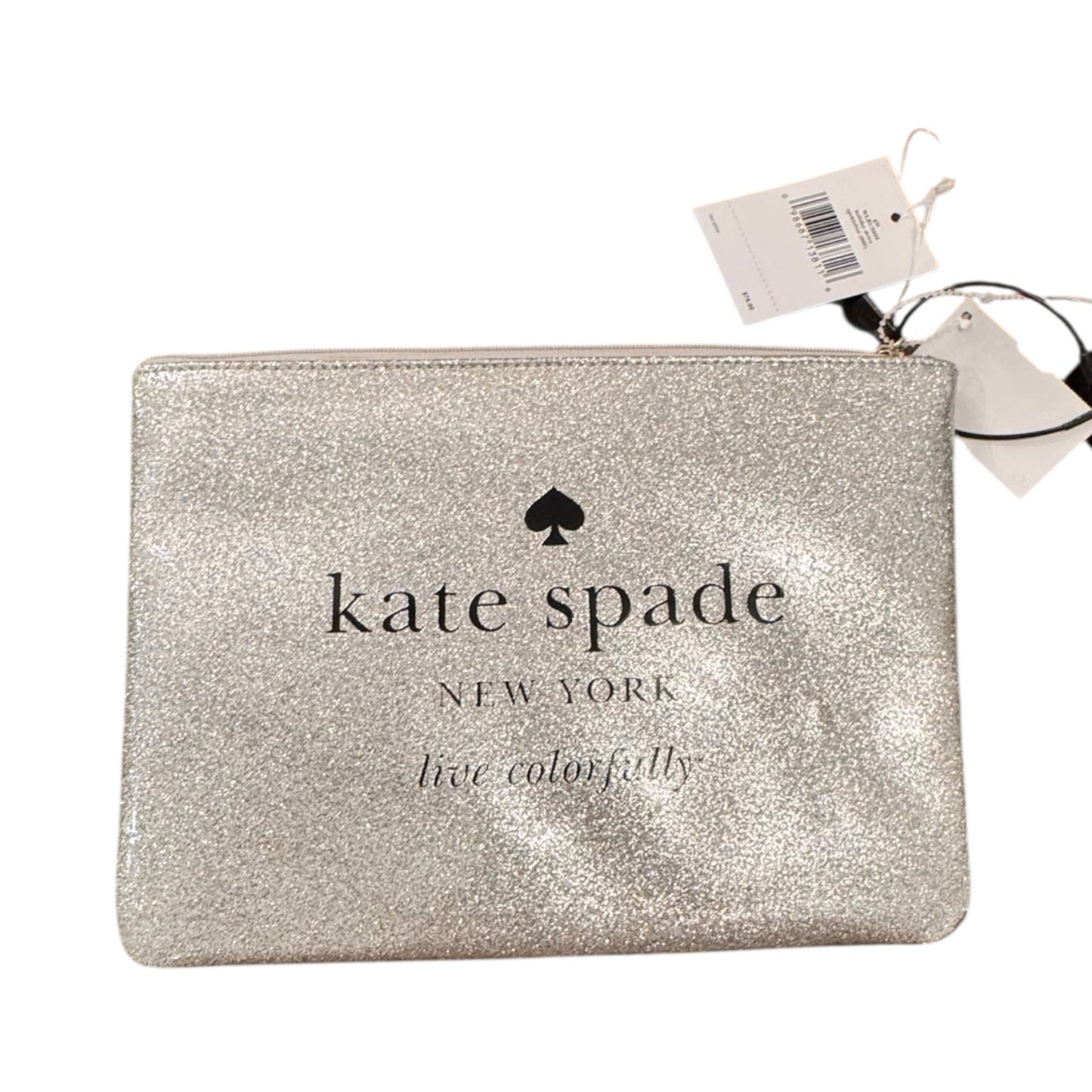 Clutch Designer By Kate Spade In Silver, Size:Large