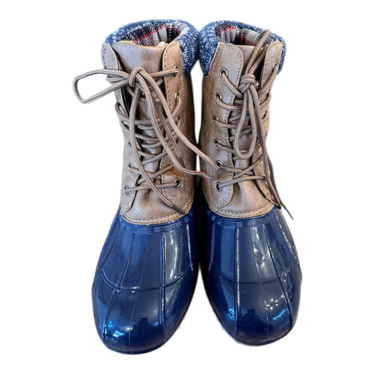 Boots Ankle Flats By Justfab In Blue & Brown, Size:7.5