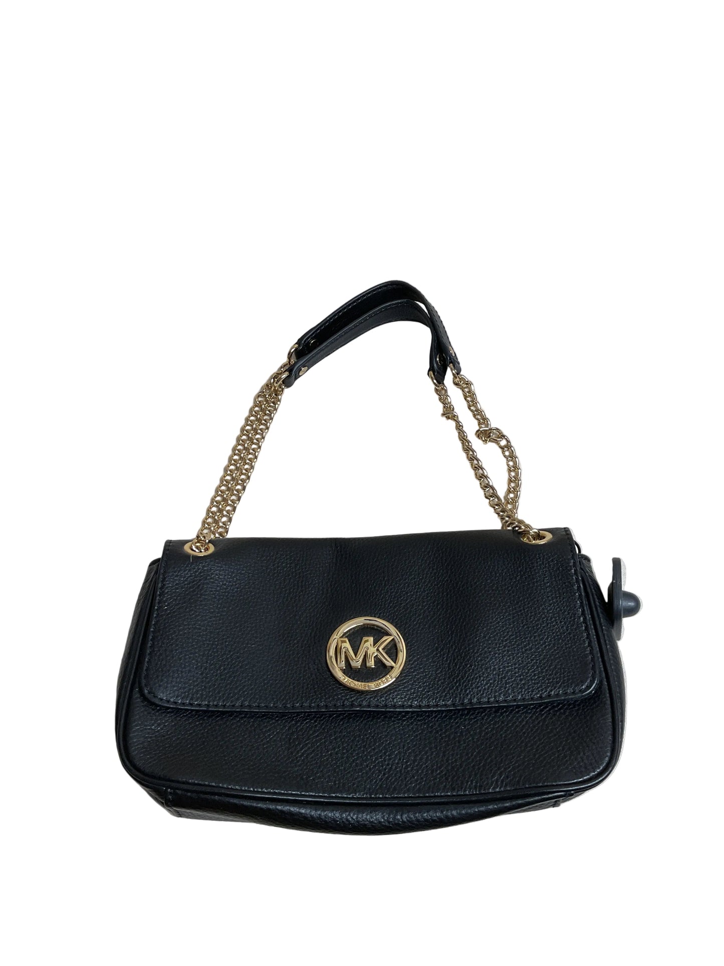 Handbag Designer By Michael Kors In Black & Gold, Size:Small