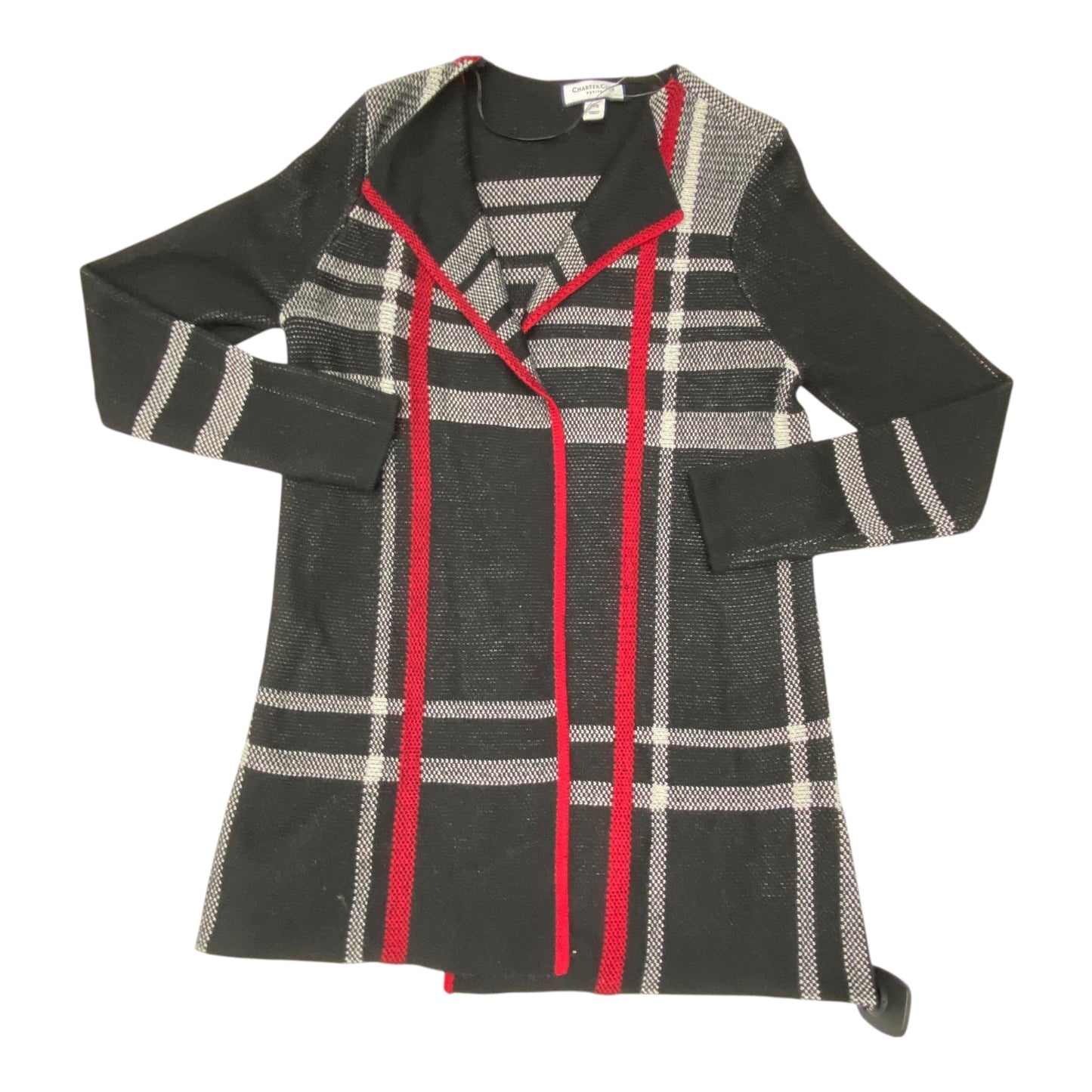 Sweater Cardigan By Charter Club In Plaid Pattern, Size:Sp