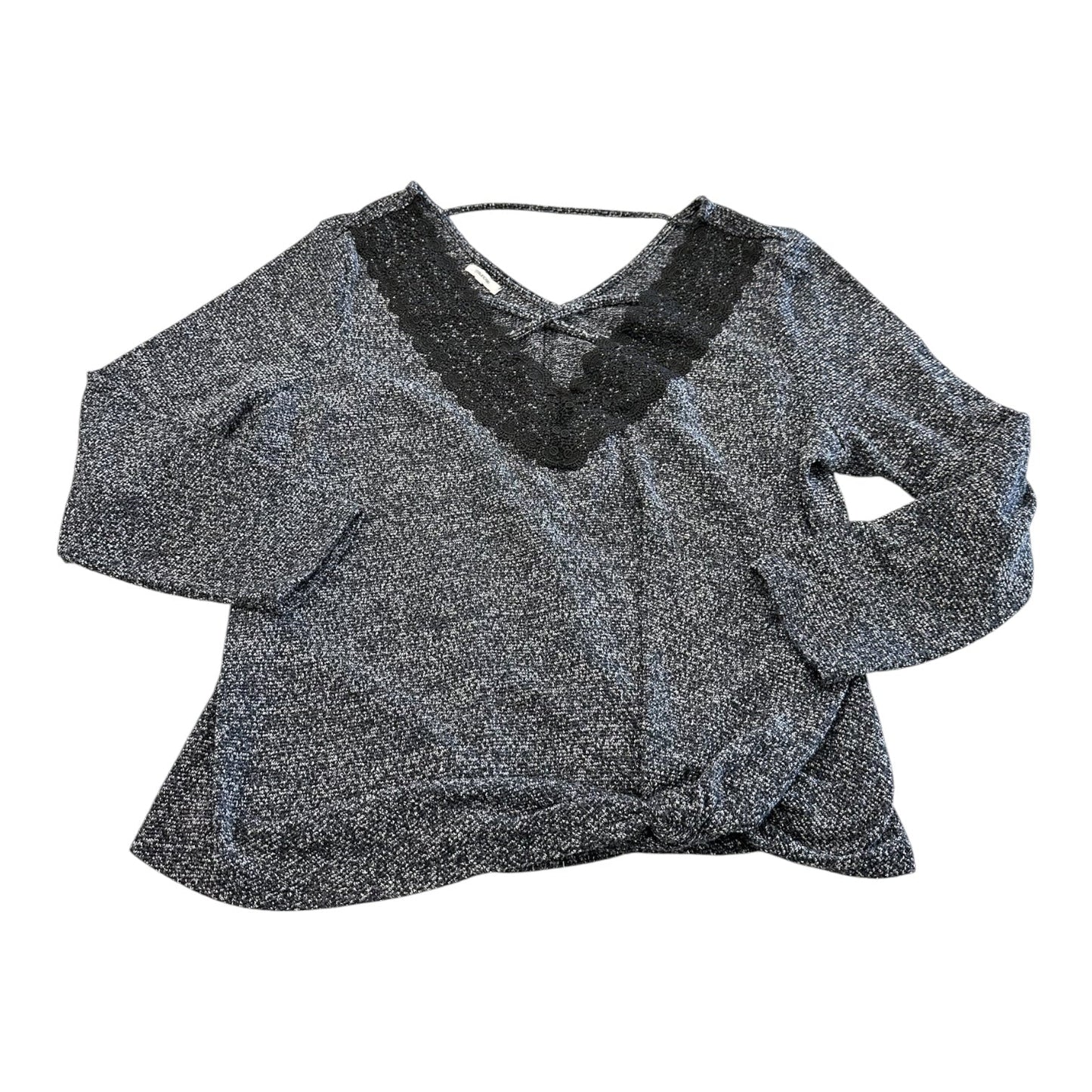 Top Ls By Maurices In Black & Grey, Size:2X