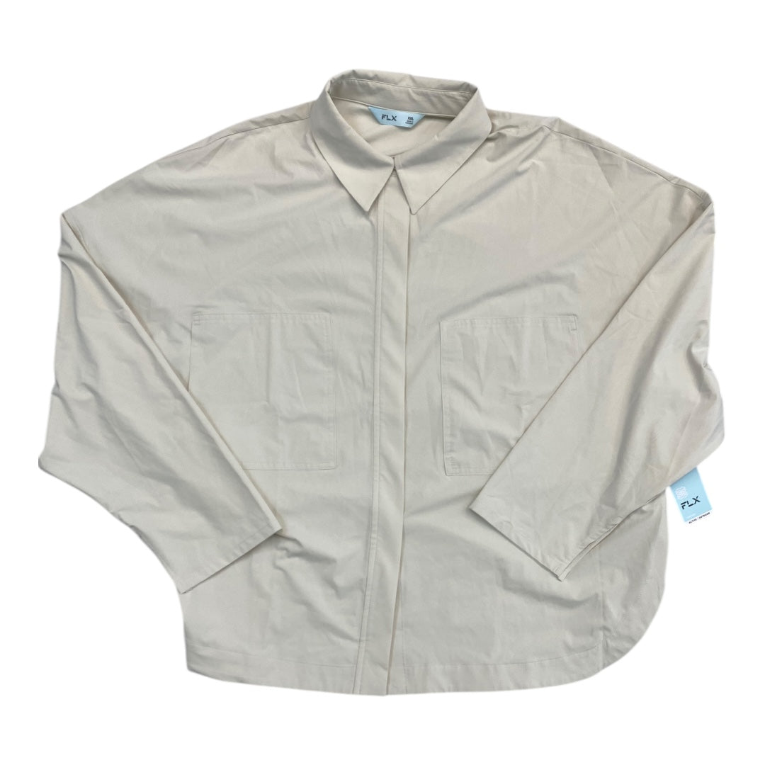 Athletic Top Ls Collar By Flx In Cream, Size:Xxl