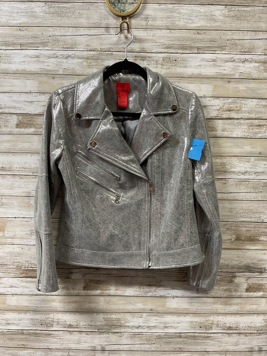 Jacket Moto By Cristina In Silver, Size:S