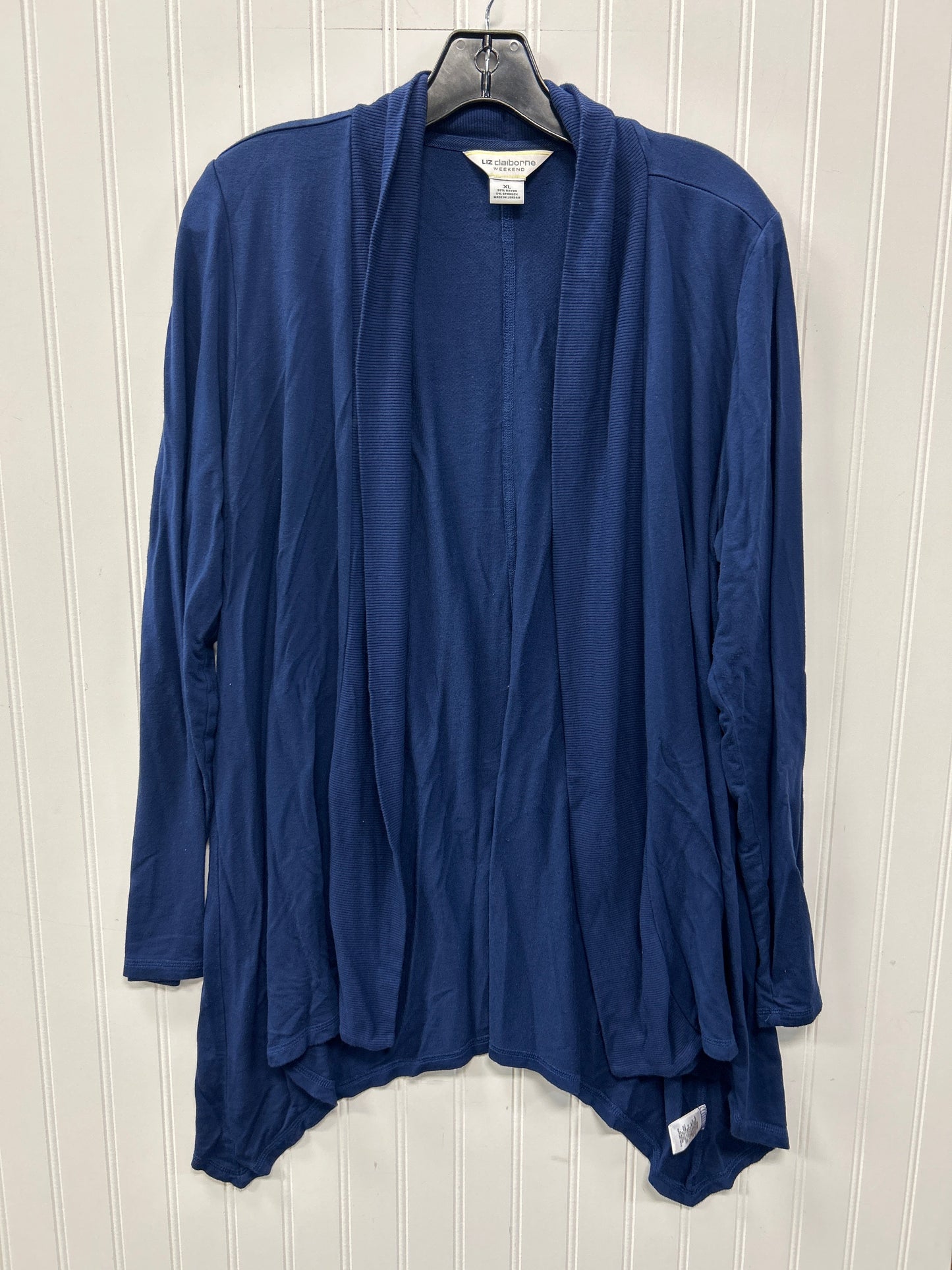 Cardigan By Liz Claiborne In Navy, Size:Xl