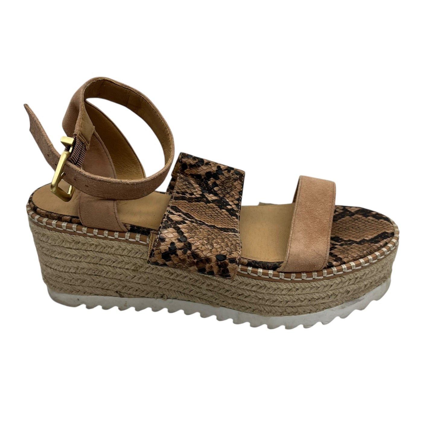 Sandals Heels Wedge By Crown Vintage In Tan, Size:8